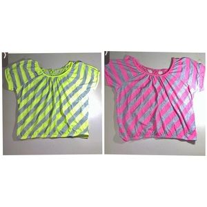 NWOT Bundle of 2 Striped Crop Tops Cold Shoulder Slit